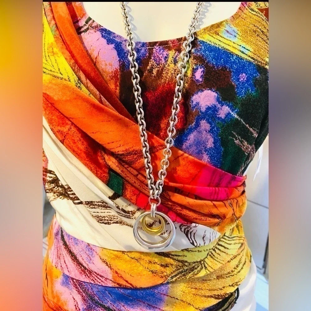 SAMKAS STATEMENT NECKLACE BRIANNE GOLD & SILVER PLATED Retail $159